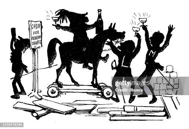 british satire caricature comic cartoon illustration - satire stock illustrations