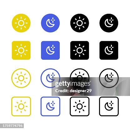 Day and Night Button Set Vector Design. Day and Night Button Set Vector Design.