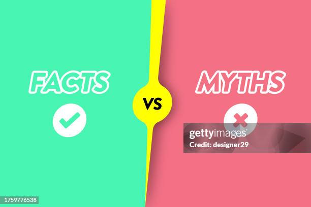 ilustrações, clipart, desenhos animados e ícones de fatos vs mitos design de vetor de fundo. - falso