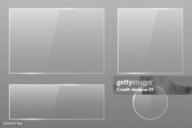 ilustrações de stock, clip art, desenhos animados e ícones de glass plate or window set vector design on transparent background. - cristais