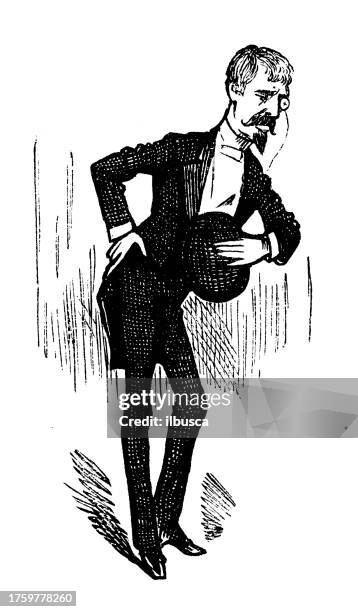 british satire caricature comic cartoon illustration - bowing stock illustrations