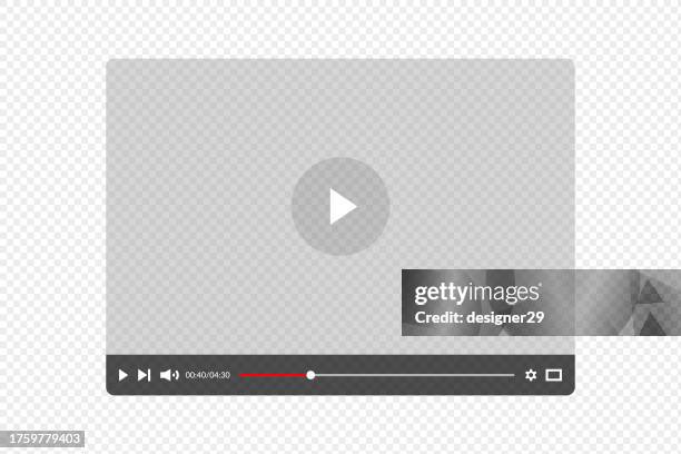 stockillustraties, clipart, cartoons en iconen met video player template vector design on transparent background. - videocamera