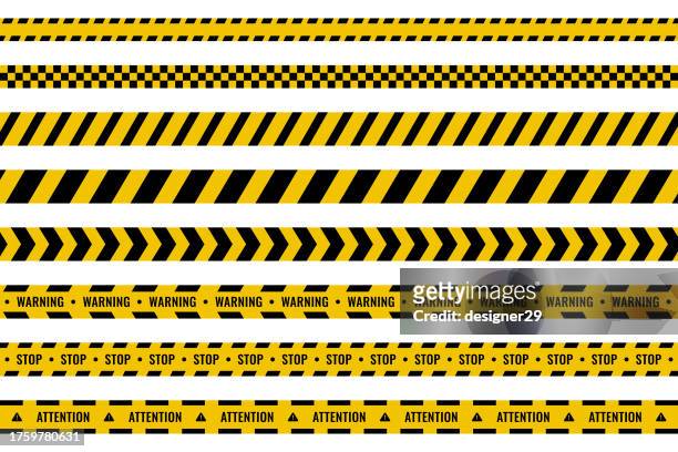 stockillustraties, clipart, cartoons en iconen met warning or barricade tape set vector design. - caution tape