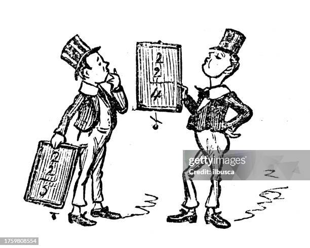 british satire caricature comic cartoon illustration - math problem stock illustrations