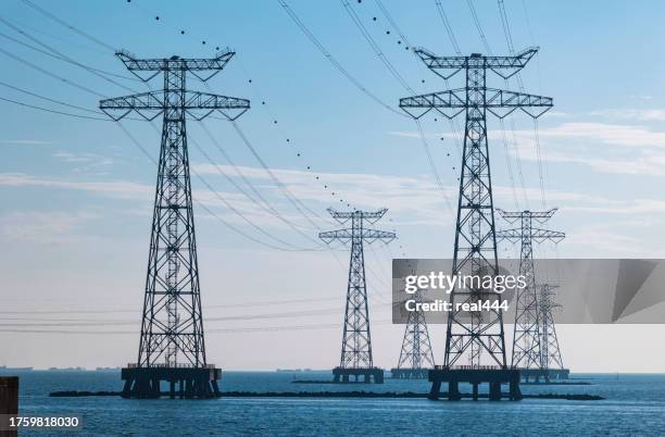 offshore grid connection - communications tower sunset stock pictures, royalty-free photos & images