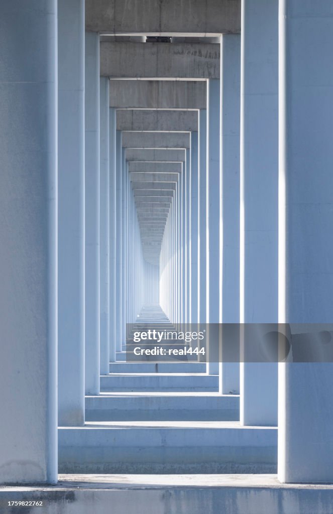The view of a bridge from below