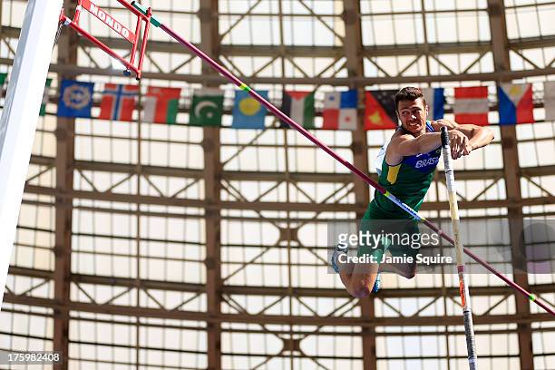 Carlos Chinin of Brazil competes in the Men's Decathlon Pole Vault during Day Two of the 14th IAAF World Athletics Championships Moscow 2013 at...