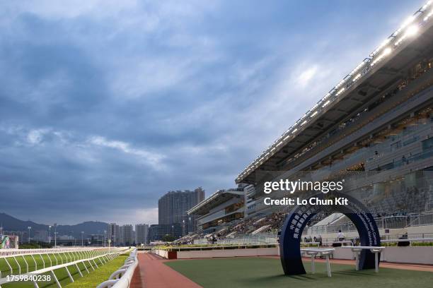 General view of the Sha Tin Racecourse on October 22, 2023 in Hong Kong.