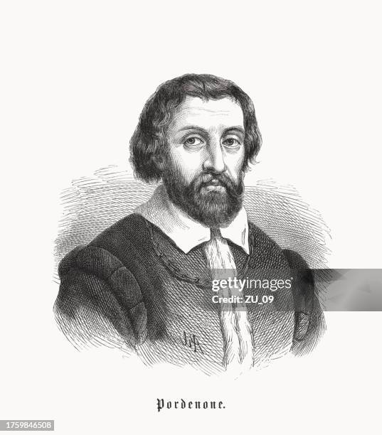 bildbanksillustrationer, clip art samt tecknat material och ikoner med pordenone (italian painter, 1484 - 1539), wood engraving, published 1872 - pordenone italien