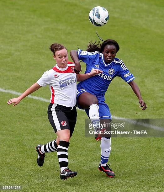 Eniola Aluko of Chelsea in action with Remi Allen of Lincoln during the FA WSL match bewteen Lincoln Ladies and Chelsea Ladies at Sincil Bank Stadium...