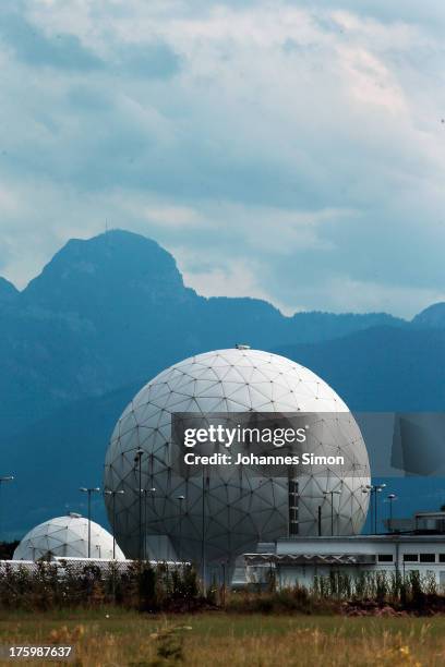 Radomes that contain radar antennas stand at an operating facility of the Bundesnachrichtendienst, or BND, the main German foreign intelligence...