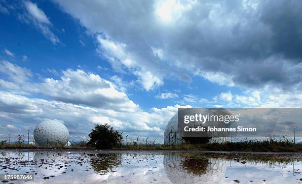 Radomes that contain radar antennas stand at an operating facility of the Bundesnachrichtendienst, or BND, the main German foreign intelligence...