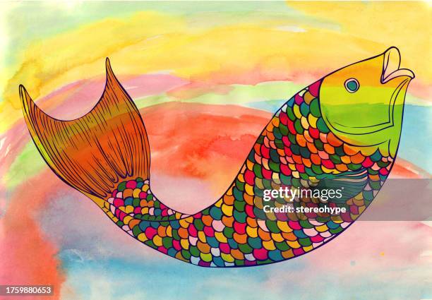 coi horizon - rainbow fish scales stock illustrations