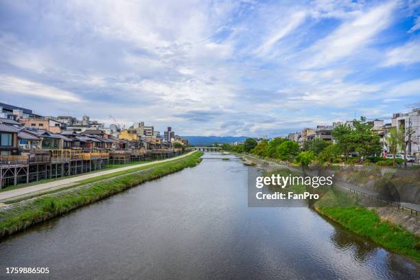 the view of kamogawa river in kyoto, japan - united nations framework convention on climate change stock pictures, royalty-free photos & images