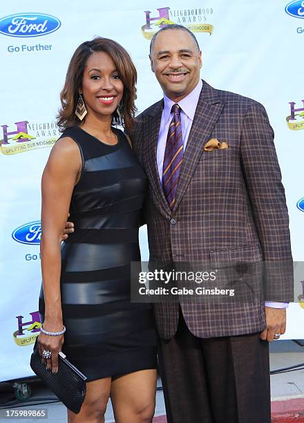 Leslie Howard and her husband, television personality Ed Gordon, arrive at the 11th annual Ford Neighborhood Awards at the MGM Grand Garden Arena on...