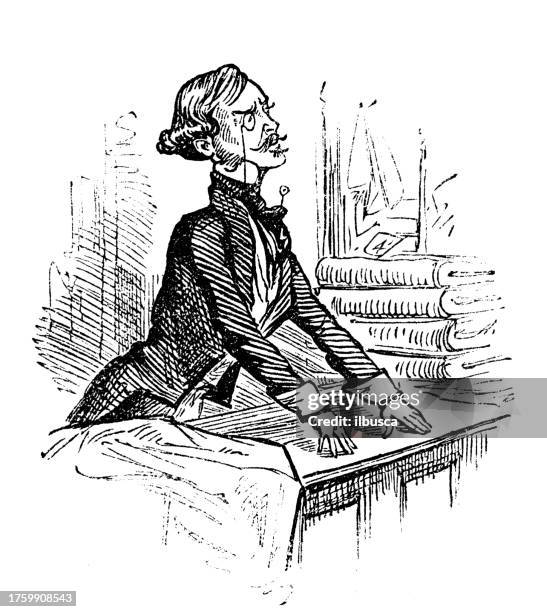 british satire caricature comic cartoon illustration - bank counter stock illustrations