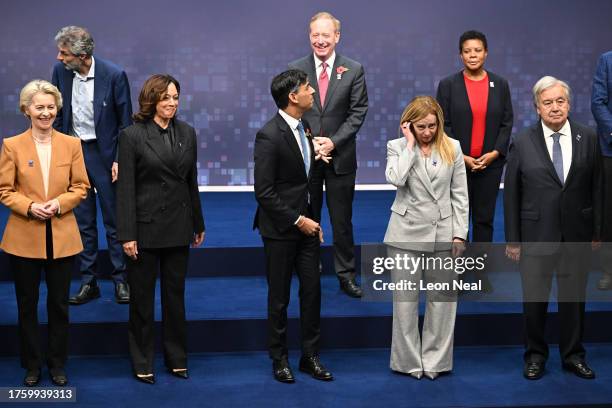 European Commission President Ursula von der Leyen, U.S. Vice President Kamala Harris, British Prime Minister Rishi Sunak, Italy's Prime Minister...