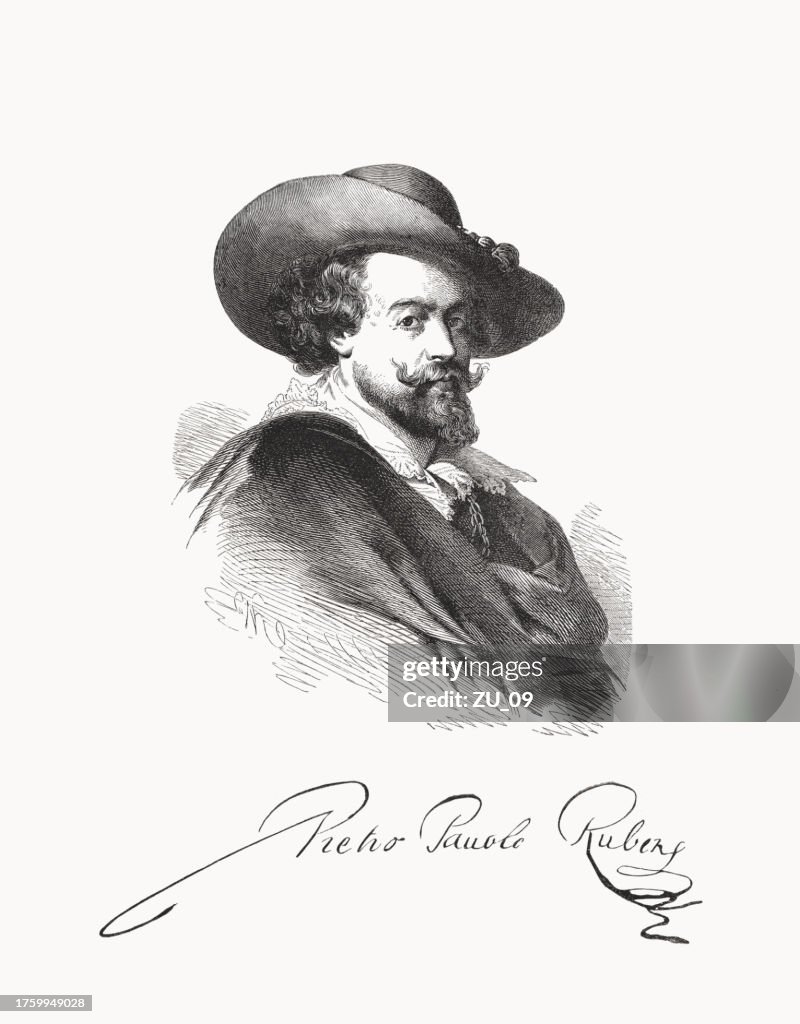 Peter Paul Rubens (Flemish painter, 1577-1640), wood engraving, published 1872