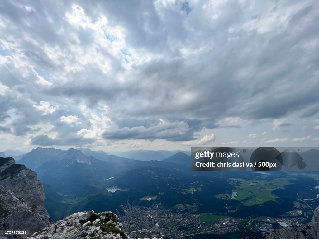 Aerial view of landscape against sky,Mittenwald,Bavaria,Germany