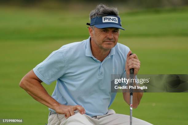 Andrew Marshall of England in action during Day Two of the Sergio Melpignano Senior Italian Open at San Domenico Golf on October 27, 2023 in...