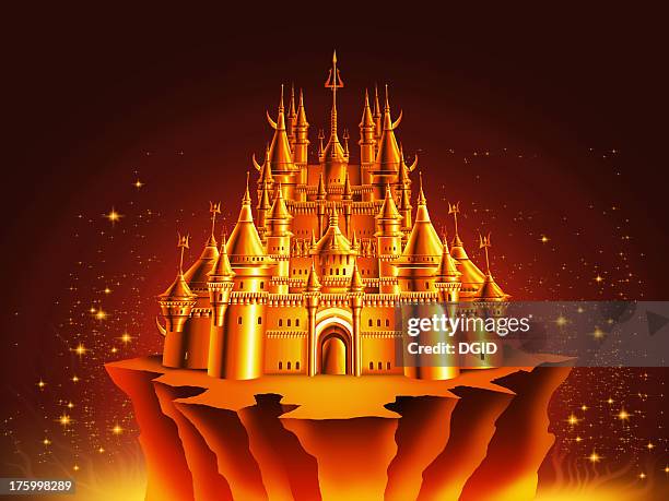 airbrush art - fairy tale fortress 2 - castle background stock illustrations