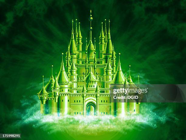 airbrushed fairy tale palace [3] - castle stock illustrations