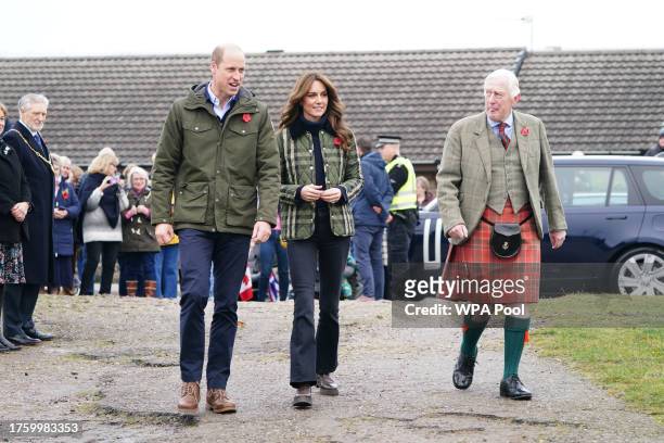 William, Prince of Wales and Catherine, Princess of Wales, known as the Duke and Duchess of Rothesay when in Scotland, visit Outfit Moray, an...