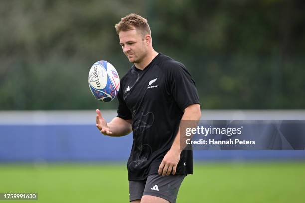 New Zealand player Sam Cane in action during a New Zealand training session ahead of their Rugby World Cup France 2023 Final match against South...