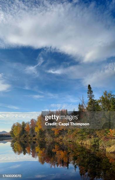 new hampshire autumn shoreline androscoggin river during autumn - river androscoggin stock pictures, royalty-free photos & images
