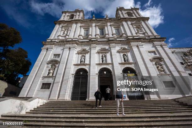 The main frontage of the Sao Vicente de Fora church, located in the Graca neighborhood. Graca is a district in Lisbon, Portugal, known for its...