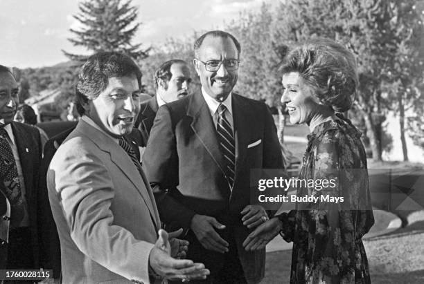 New Mexico governor Jerry Apodaca and Nicaraguan dictator Anastasio Somoza, at a lavish reception for Somoza and his wife Hope Portocarrero, at the...