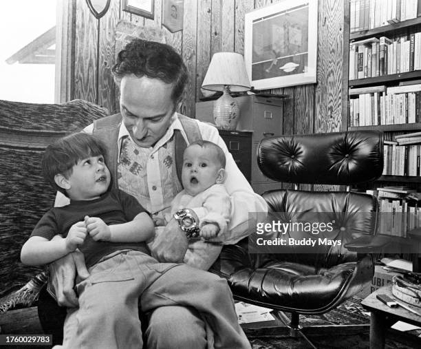 Roger Zelazny , 1937-1995, American poet and internationally known science fiction author and short story writer, and his sons Devon and Trent, in...