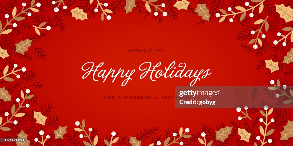 Holiday Greeting Card Design Red Background