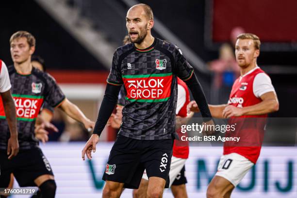 Bas Dost of NEC during the Dutch Eredivisie match between AZ and NEC at AFAS Stadion on October 29, 2023 in Alkmaar, Netherlands.