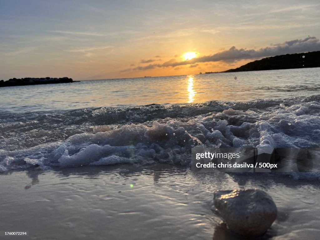 Scenic view of sea against sky during sunset,Curacao