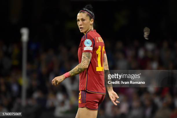 Jennifer Hermoso of Spain looks on during the UEFA Women's Nations League match between Italy and Spain at Stadio Arechi on October 27, 2023 in...