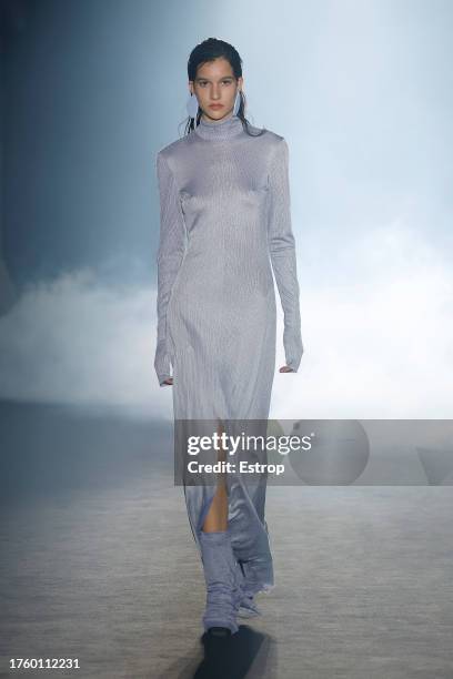 Model walks the runway at Eñaut at Spring/Summer 2024 fashion show during the 080 Barcelona Fashion Week at Recinte Modernista de Sant Pau on October...