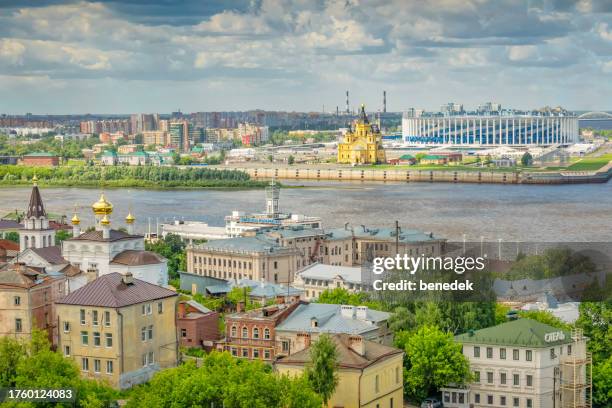 nizhny novgorod russia cityscape - oblast nizhny novgorod stockfoto's en -beelden