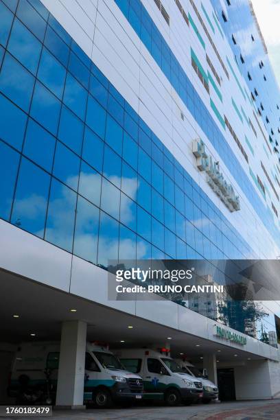View of the Mater Dei hospital, where Brazilian forward Neymar underwent surgery, in Belo Horizonte, Brazil on November 2, 2023. Neymar underwent...