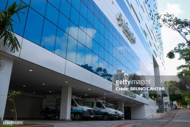 View of the Mater Dei hospital, where Brazilian forward Neymar underwent surgery, in Belo Horizonte, Brazil on November 2, 2023. Neymar underwent...