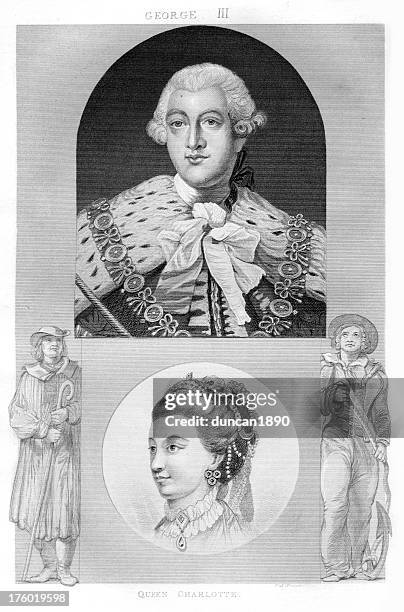 king george iii and queen charlotte - george iii of the united kingdom stock illustrations