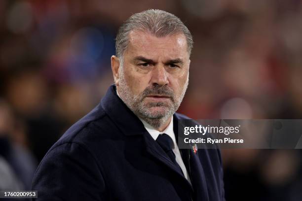 Ange Postecoglou, Manager of Tottenham Hotspur, looks on prior to the Premier League match between Crystal Palace and Tottenham Hotspur at Selhurst...