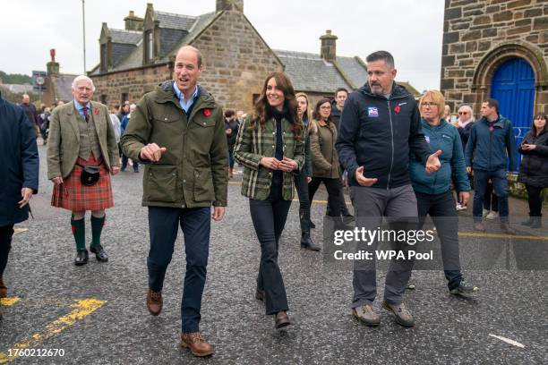 Prince William, Prince of Wales and Catherine, Princess of Wales, known as the Duke and Duchess of Rothesay when in Scotland, visit Outfit Moray, an...