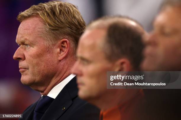 Head Coach / Manager of Netherlands, Ronald Koeman looks on prior to the UEFA EURO 2024 European qualifier match between Netherlands and France at...