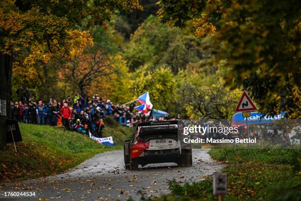 Elfyn Evans of Great Britain and Scott Martin of Great Britain are competing with their Toyota Gazoo Racing WRT Toyota GR Yaris Rally1 during Day...