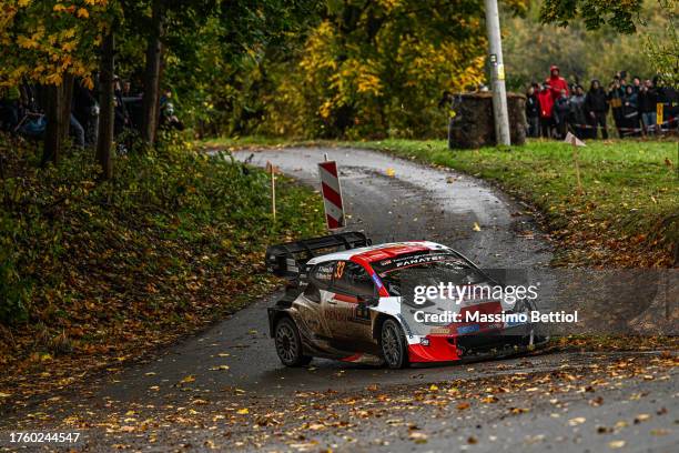 Elfyn Evans of Great Britain and Scott Martin of Great Britain are competing with their Toyota Gazoo Racing WRT Toyota GR Yaris Rally1 during Day...