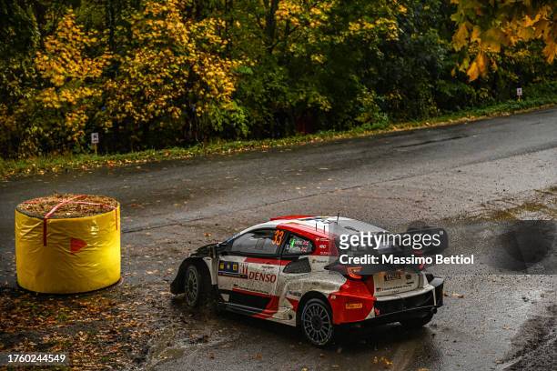 Elfyn Evans of Great Britain and Scott Martin of Great Britain are competing with their Toyota Gazoo Racing WRT Toyota GR Yaris Rally1 during Day...