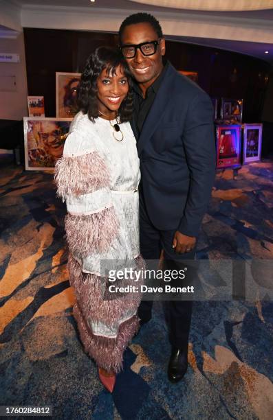 Brenda Emmanus and David Harewood OBE attend The 2024 Powerlist Celebration Of Black Excellence Awards at The Grosvenor House Hotel on October 27,...