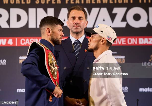 Joe Cordina and Edward Vazquez face off at a press conference today ahead of their IBF Super-Featherweight World Title at Casino de Monte-Carlo on...
