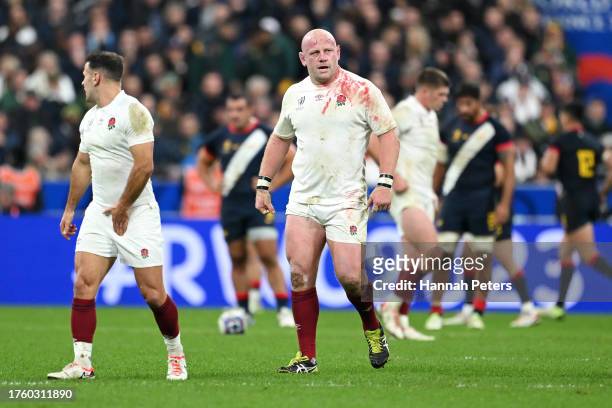 Dan Cole of England looks on during the Rugby World Cup France 2023 Bronze Final match between Argentina and England at Stade de France on October...